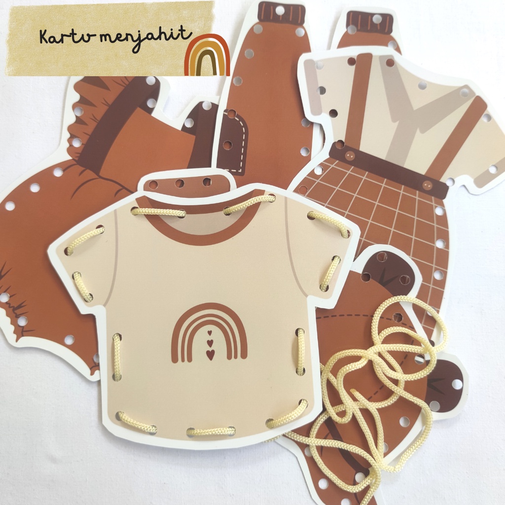 Pretend Play Menjahit / Mainan Edukasi Menjahit Pakaian / Lacing Card