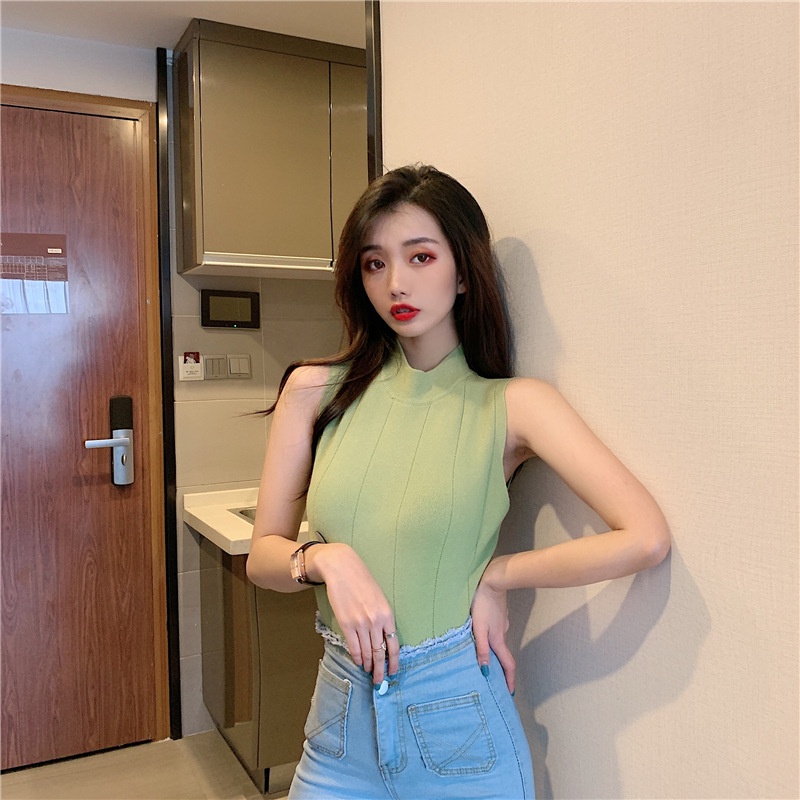 Celyne Turtleneck Wanita Tanktop Rajut Tengtop Impor Tank Top Import Blouse Korean Lalisa Style 4066