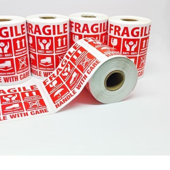 

Sticker Label Fragile Stiker Handle with Care 9x9 cm (1 roll/ 250)