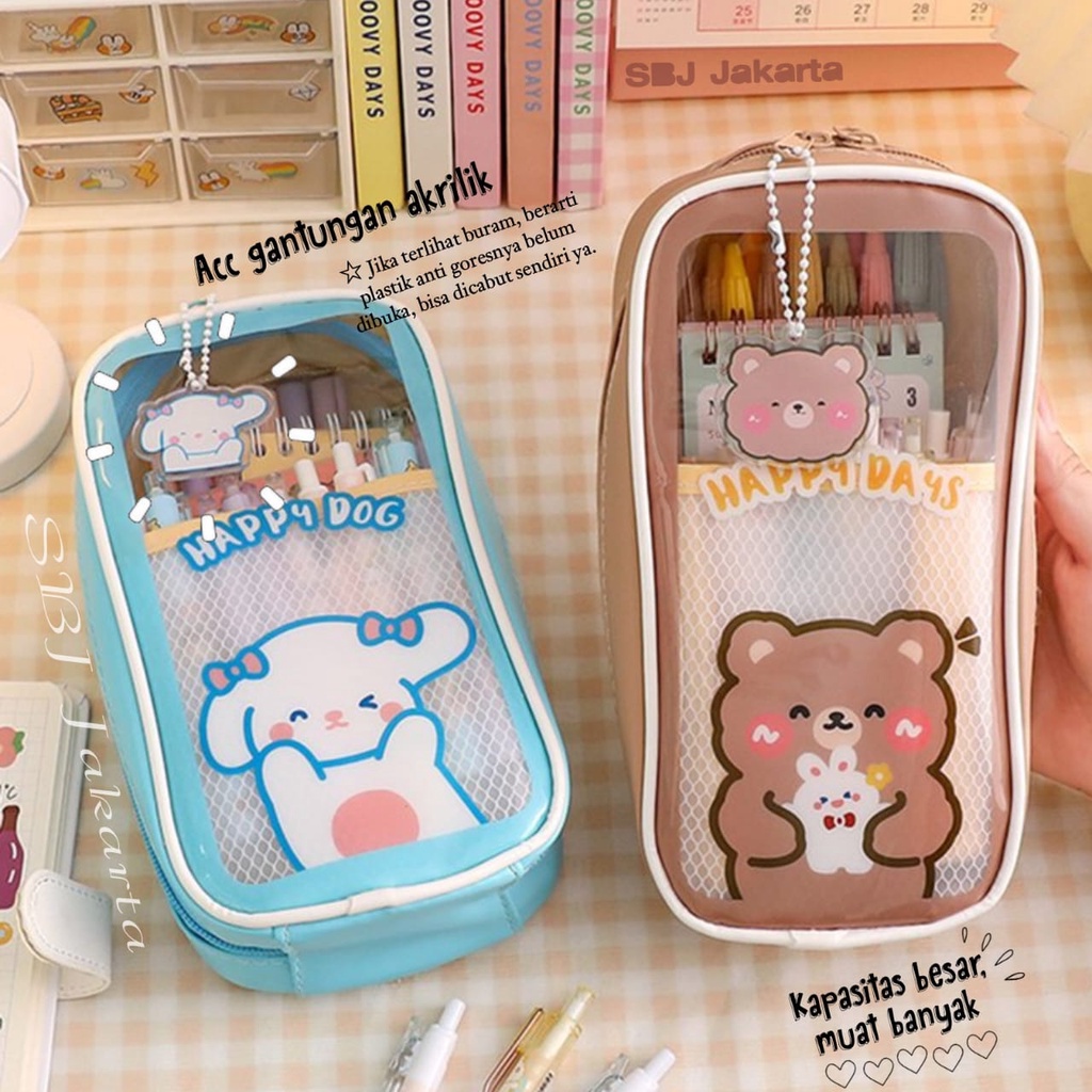 Tempat pensil anak perempuan cewek Pencil case besar waterproof Kawaii Kotak Pensil Japanese design