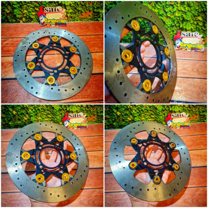 Disc Piringan Cakram Brembo Solute Rotor Karat 220Mm Floating Black Gold Lubang 4 Matic Bebek Sport 
