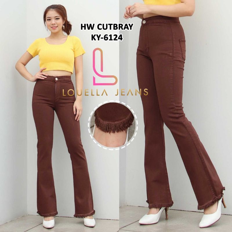 CELANA JEANS HIGHWAIST CUTBRAY 7C-G / HIGHWAIST CUTBRAY RAWIS / JEANS COKLAT TUA