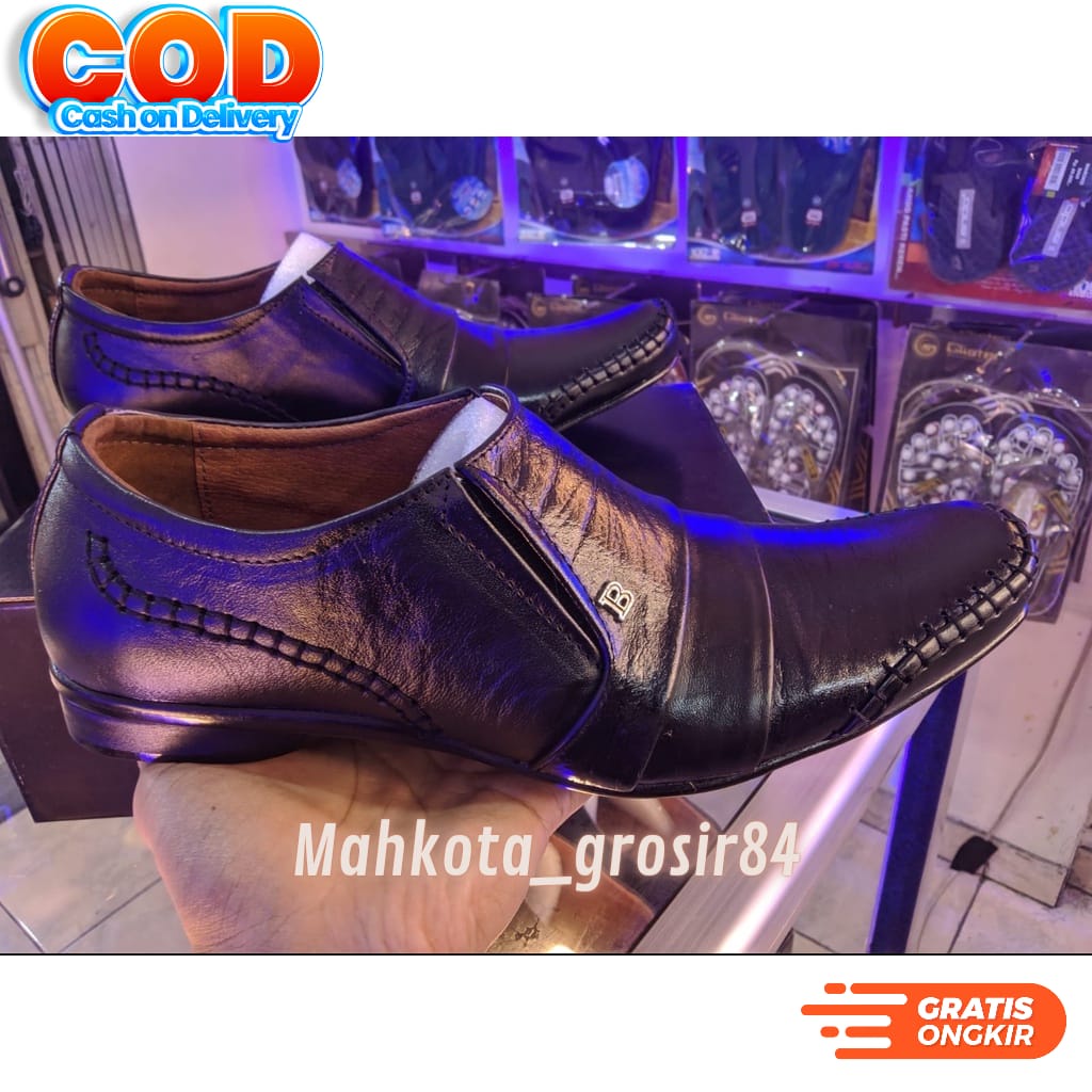 Sepatu Pantofel pria Kulit Original BALLY SWITZERLAND K-9605 SIZE 39 - 43 WARNA HITAM / BLACK