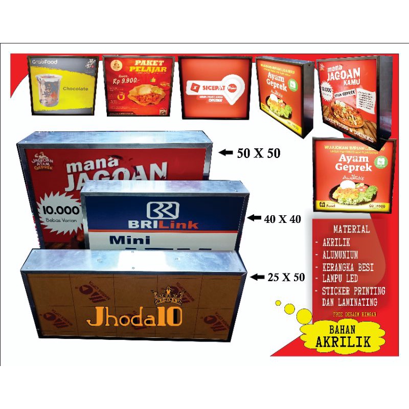 neon box menu atau nama toko indor outdor bahan akrilik