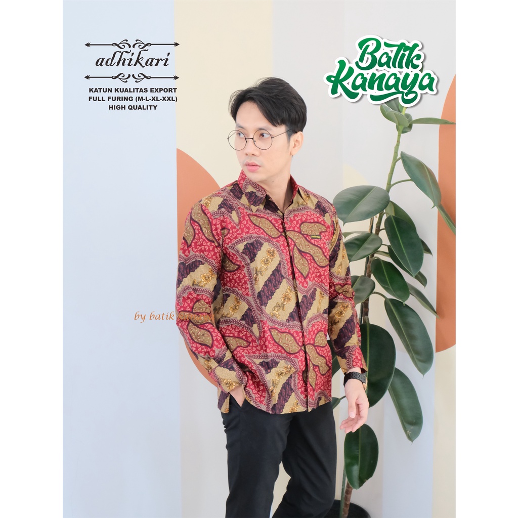 Kanaya - Kemeja Batik Pria Lengan Panjang Full Furing Bahan Katun Kualitas Ekspor ADHIKARI