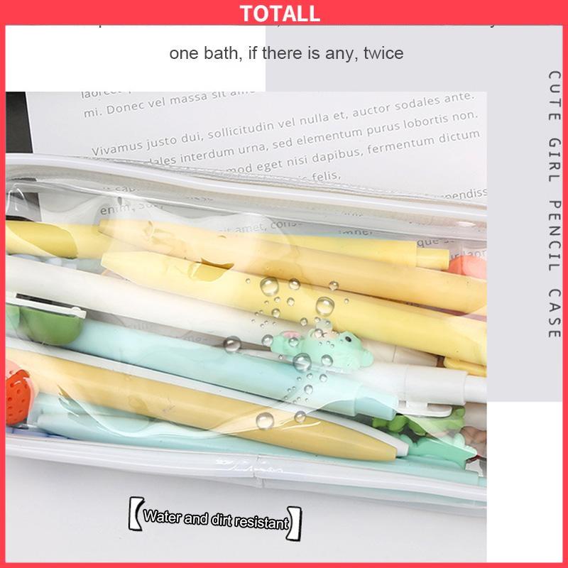 

COD Decompression Primary Middle School Students Competition Rotating Pen Can Write Student Rotating PenTransparent PVC Student Stationery Zipper Pen Bag Travel Portable Toiletry Makeup Storage Bag-Totall