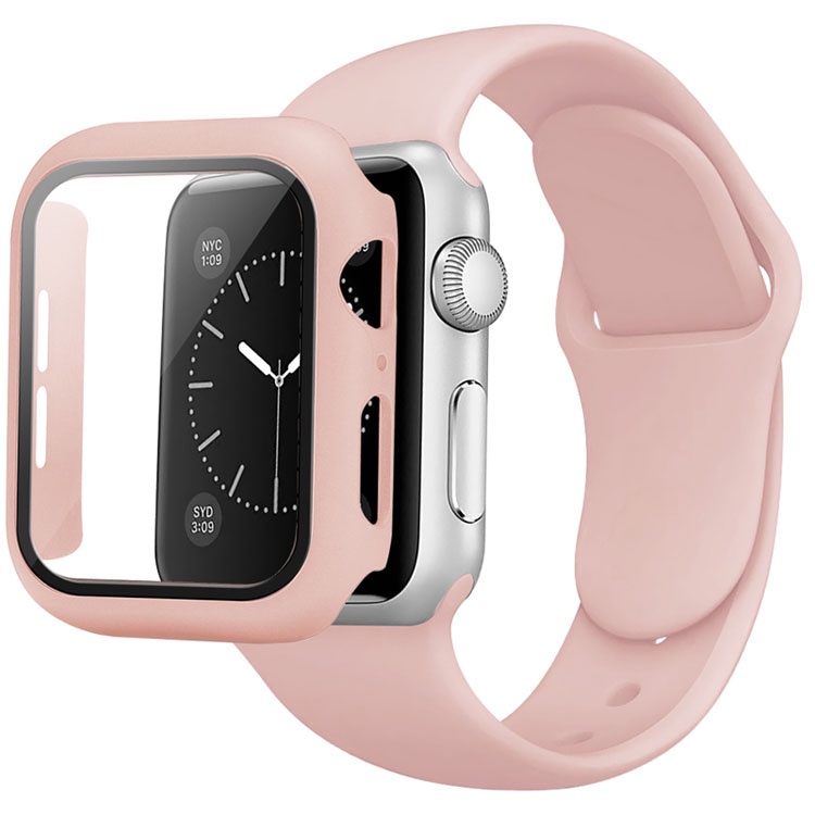 Strap Apple Watch - 38 40 42 44 mm + Tempered Glass Case Strap Sport Band iwatch Full Color Silicone Rubber