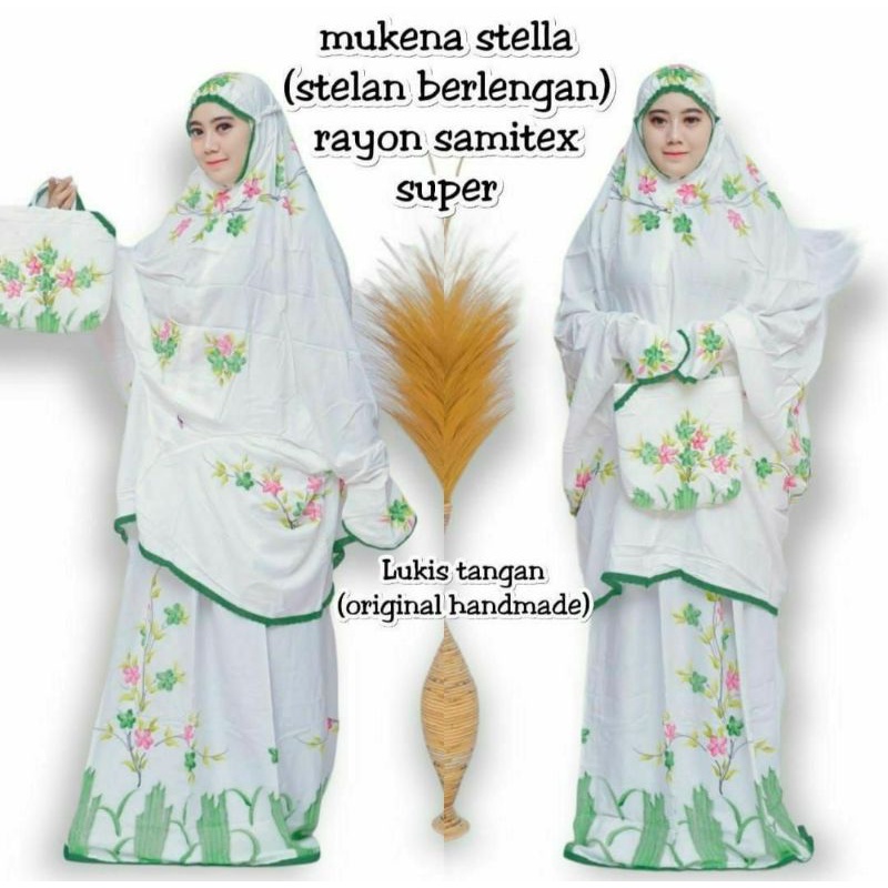 Mukena Setelan Berlengan motif Lukis Original handmade jumbo by Zialova