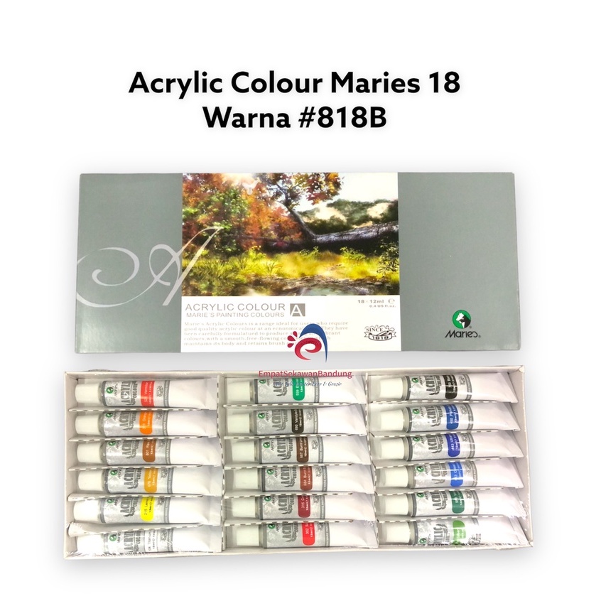 

Cat Acrylic Maries 18 Warna #818 / Acrylic Colours Maries 18 W / Cat Akrilik Lukis – SHESB