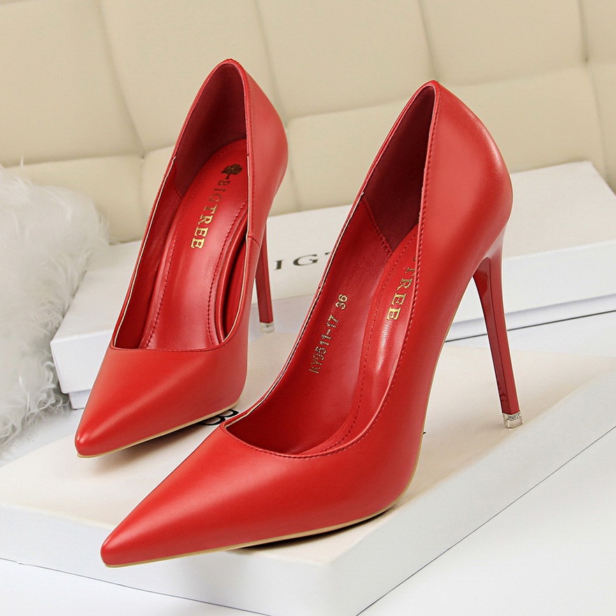 [LEXI] RED 34-40 [10.5cm dan 7.5cm] [21] Heels Polos- Woman Heels BIG TREE – SWI – Sepatuwanitaimpor