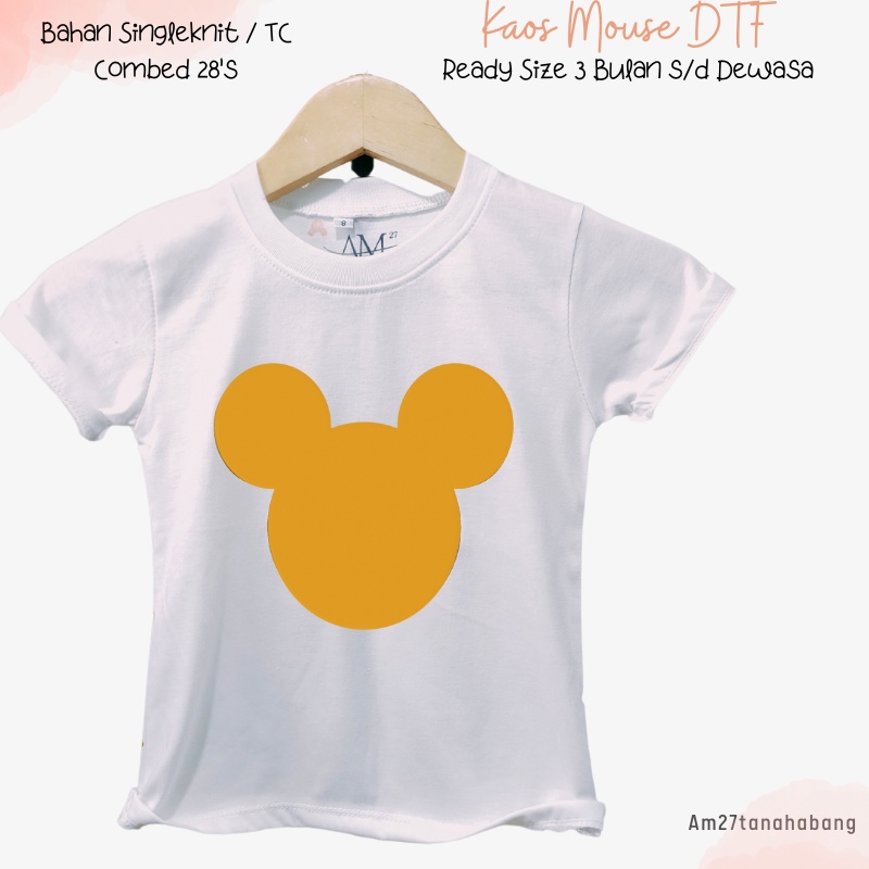 BAJU KAOS ANAK CEWEK COWOK 3-12 Tahun - Remaja - Dewasa MOUSE-DTF