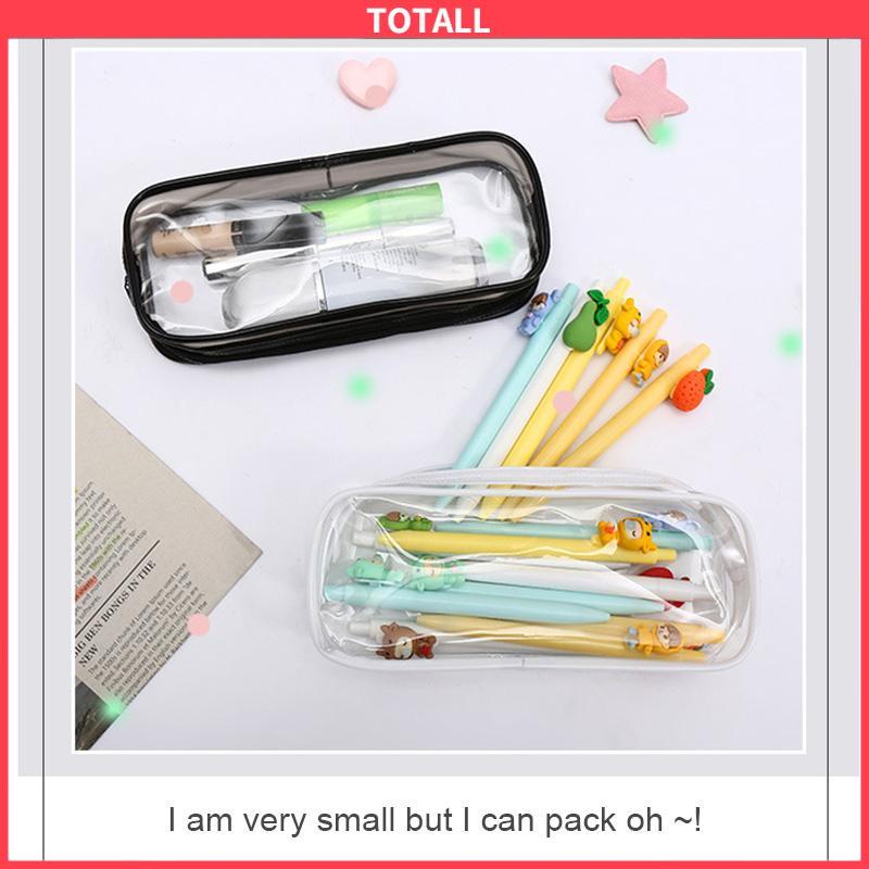 COD Decompression Primary Middle School Students Competition Rotating Pen Can Write Student Rotating PenTransparent PVC Student Stationery Zipper Pen Bag Travel Portable Toiletry Makeup Storage Bag-Totall