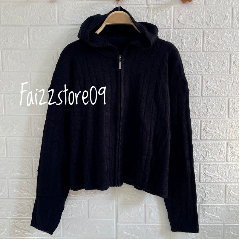 JAKET SWEATER RAJUT HOODIE MOTIF CABLE RESLETING BAHAN RAJUT PREMIUM