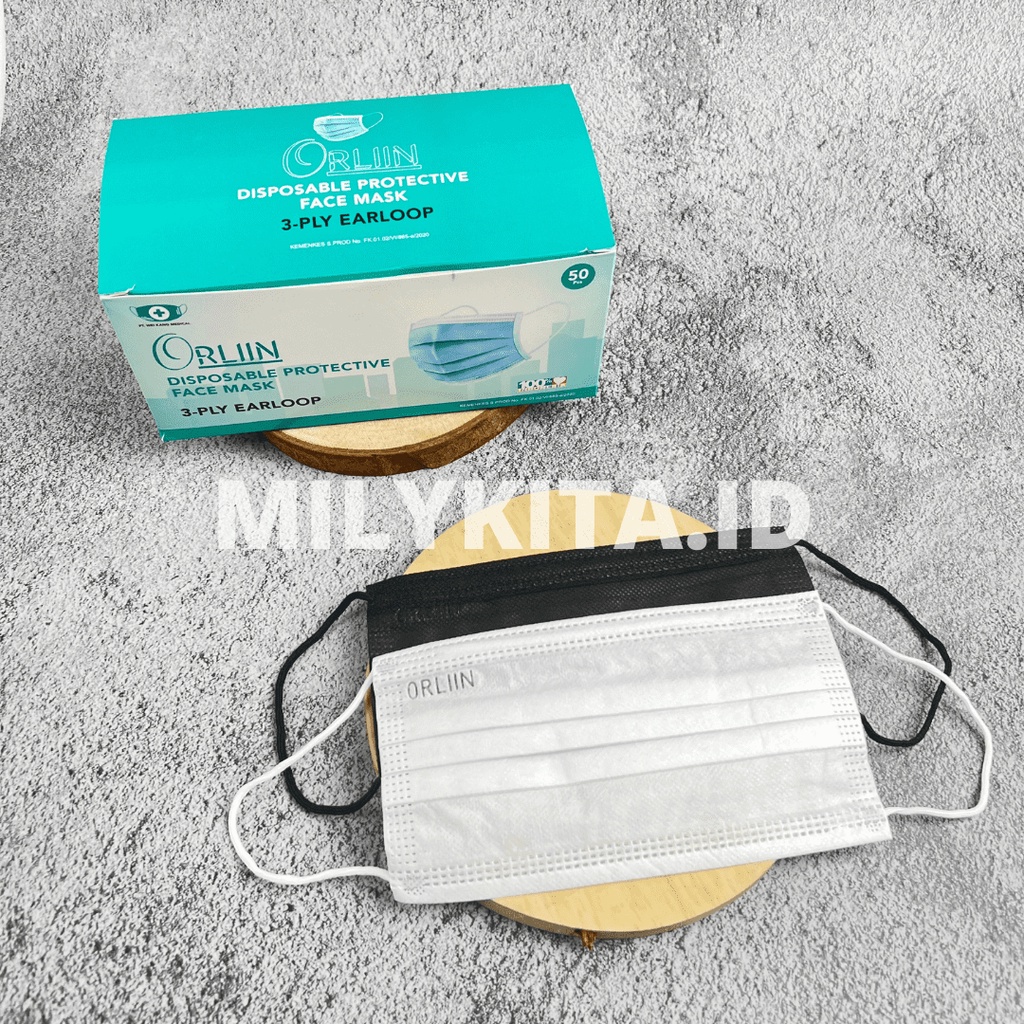 Masker Orlin Orliin by ORLEE 3 Ply Disposable Earloop 100% Original Indonesia Murah Kemenkes
