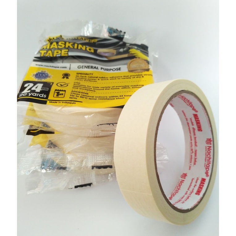 

Lakban Kertas Nachi Masking Tape 1 inch / 24 mm x 20 yard Isolasi Tulis
