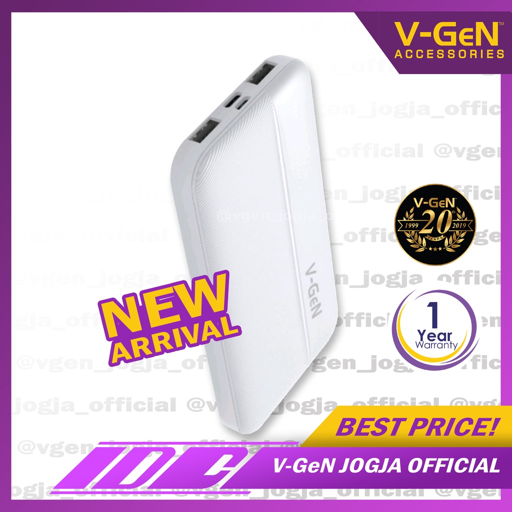 Powerbank V-GeN V10K25 10.000 mAH Support Type C Input Slim Design