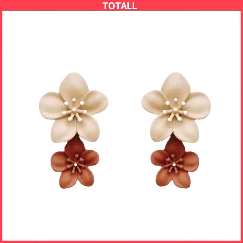 COD Kontras warna Spray bunga cat anting-anting wanita kepribadian sederhana semua-pertandingan anting-anting-Totall