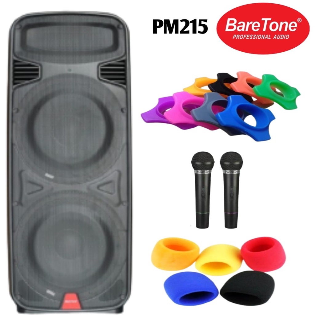 BARETONE PM215 SPEAKER PORTABLE 15 INCH DOUBLE 1000 Watt USB BLUETOOTH ORIGINAL GARANSI RESMI