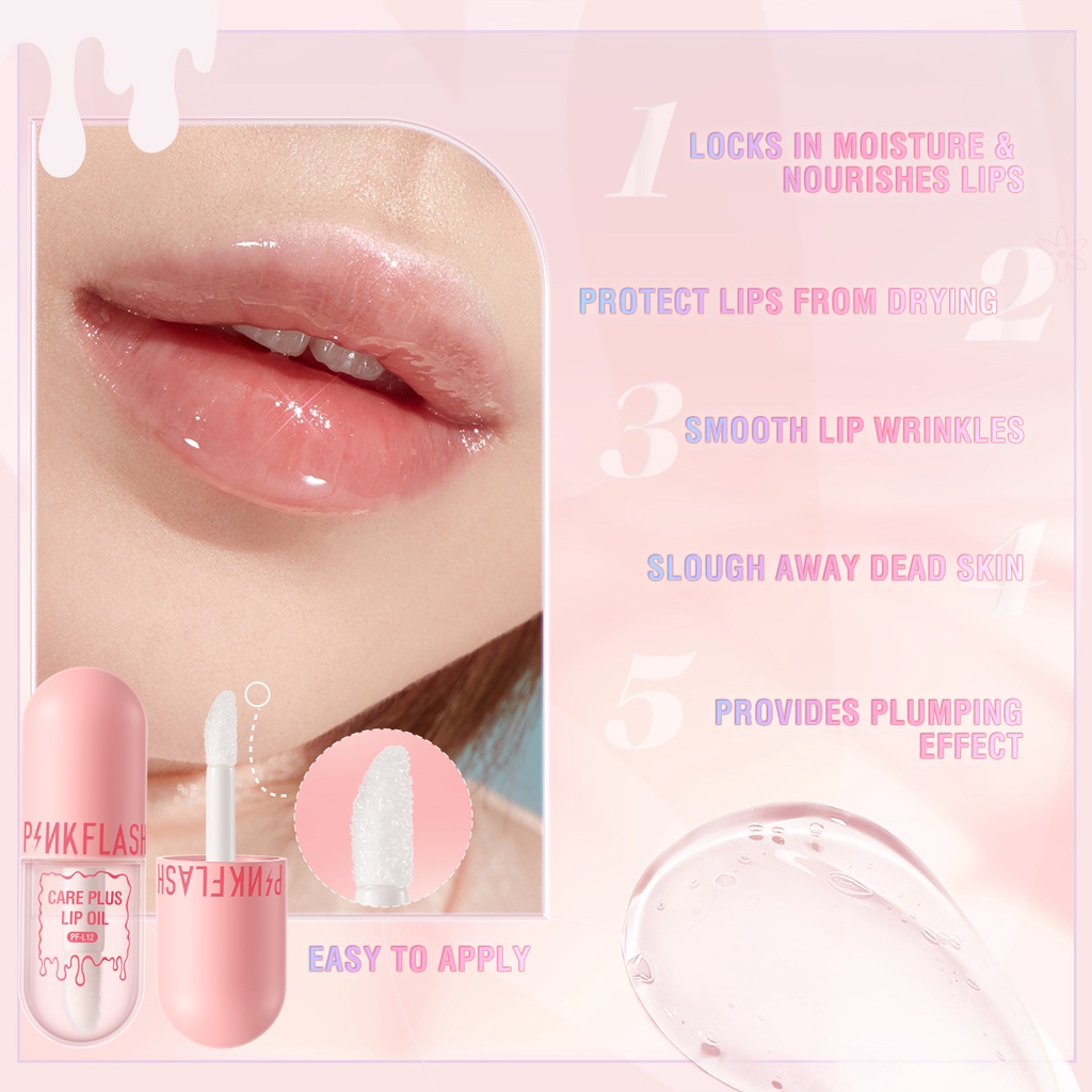 PINKFLASH Deep Repair Lip Oil Moisturize Lips Reduce Wrinkles Exfoliating Lip Balm