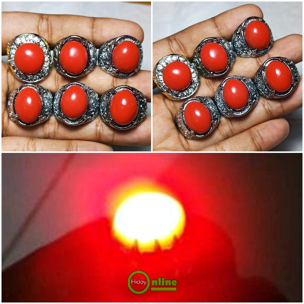 CINCIN BATU AKIK MERAH DELIMA NYALA DALAM AIR