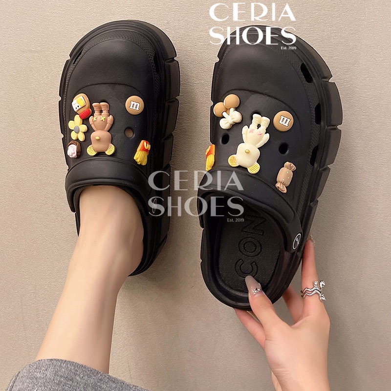 EVA Ringan Sandal Slop Wanita Import Clog Slip On Bangkok Rubber Spons Super Soft Anti Slip Empuk Accesoris Jibbitz Bear Slipper Summer 908-2