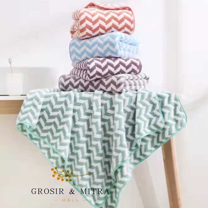 Handuk Mandi 70X140cm Handuk Mandi Dewasa Daya Serap Tinggi dan Lembut Motif BIG Zigzag