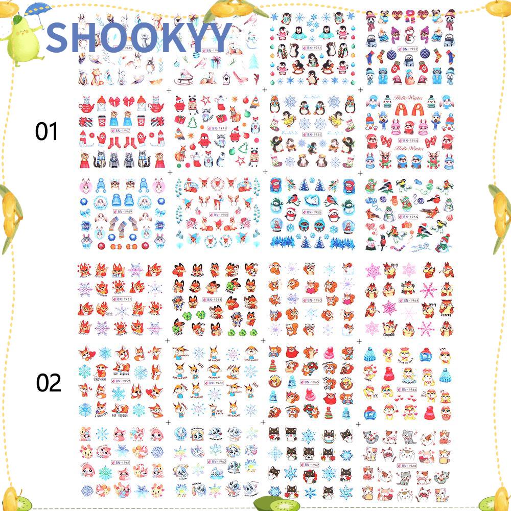 Chooky 12pcs Stiker Kuku Motif Natal Untuk Dekorasi Nail Art