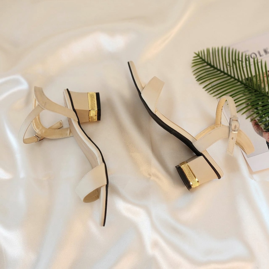 Arlaine - NEW Listy Sandal Heels Wanita / Heels Tali / Heels 5cm / High Heels Wanita [Cream]