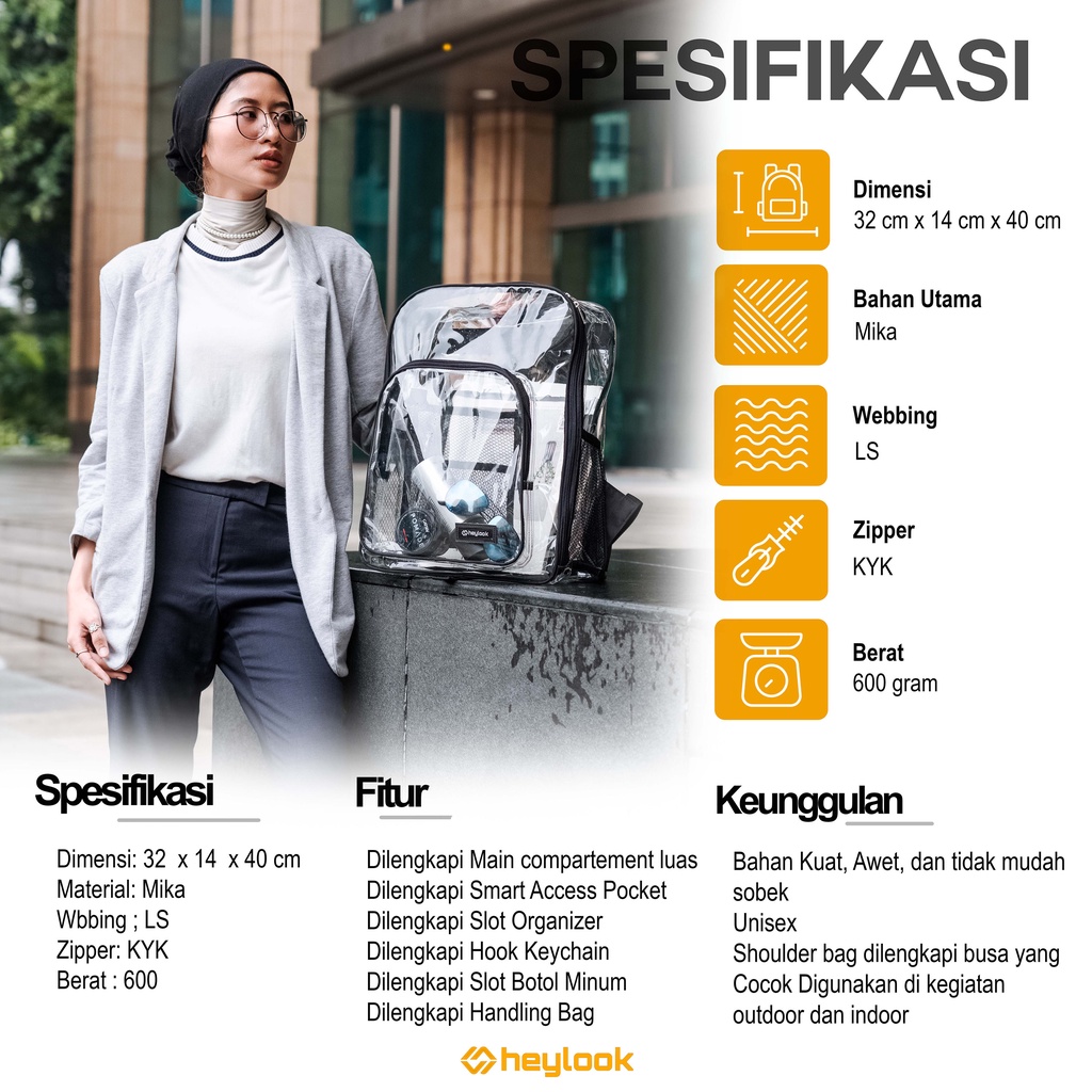 HEYLOOK Project - Tas Ransel MILES Wanita Tas Laptop Punggung Kuliah Sekolah Stylish