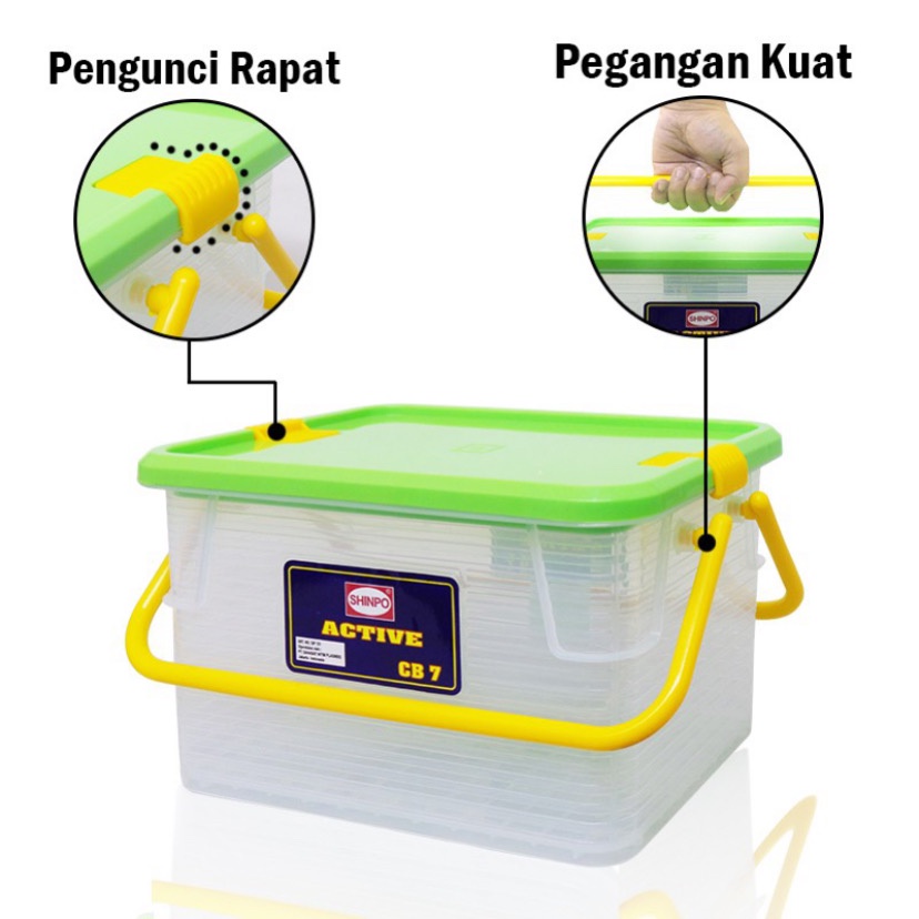 ( BISA COD ) PROMO SHINPO SIP-131 CB 7 ACTIVE KOTAK PENYIMPANAN KONTAINER 7 LITER / CONTAINER BOX LOCK SEAL DAN VACUMM / KONTAINER KECIL 7 LITER / KOTAK PENYIMPANAN JINJING