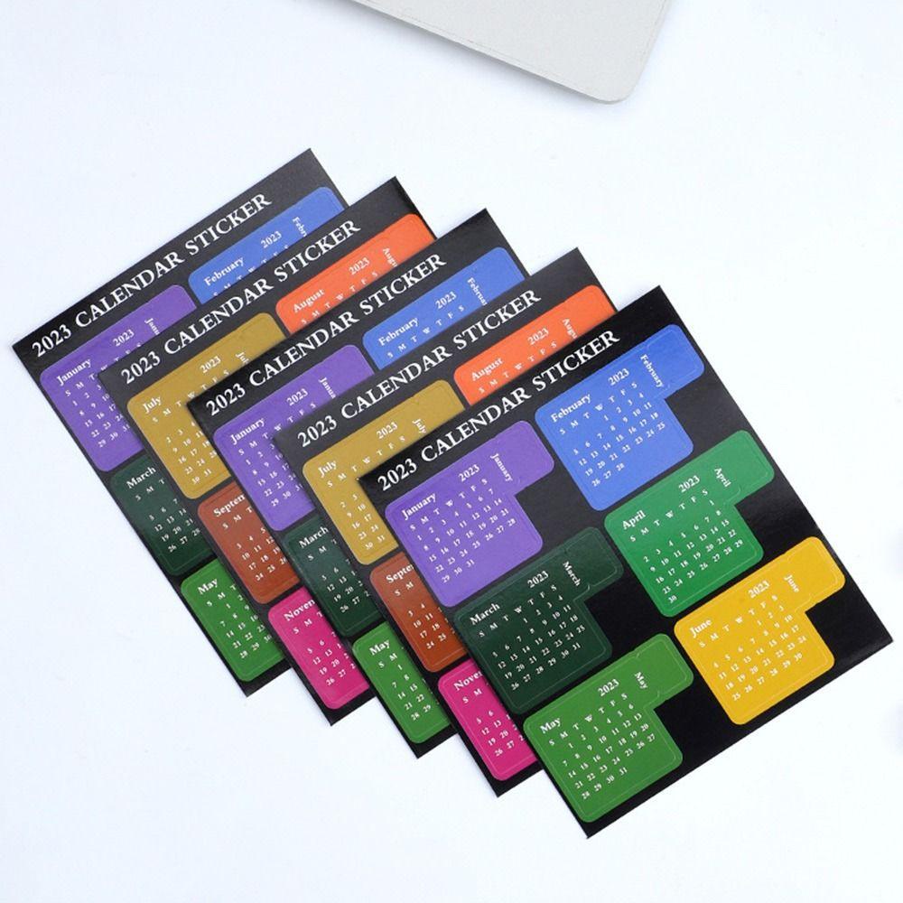R-flower 5lembar Stiker Label Kalender 2023stiker Kalender Kreatif DIY