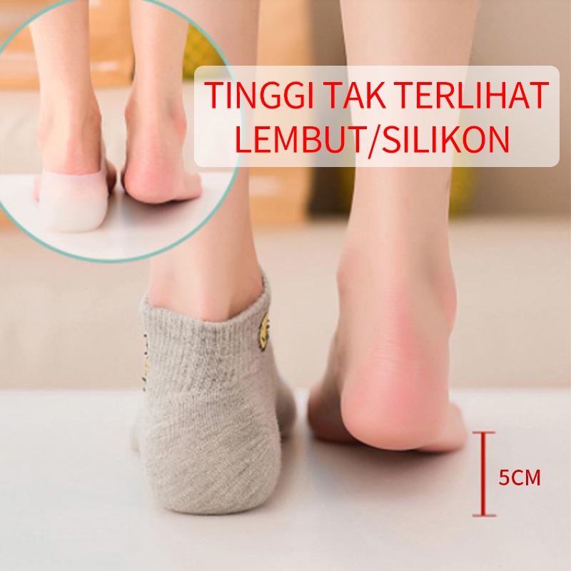 1 pasang Insole bening tak terlihat/sol silikon peninggi badan/Insole Silicone Heel Peninggi Badan Heightening