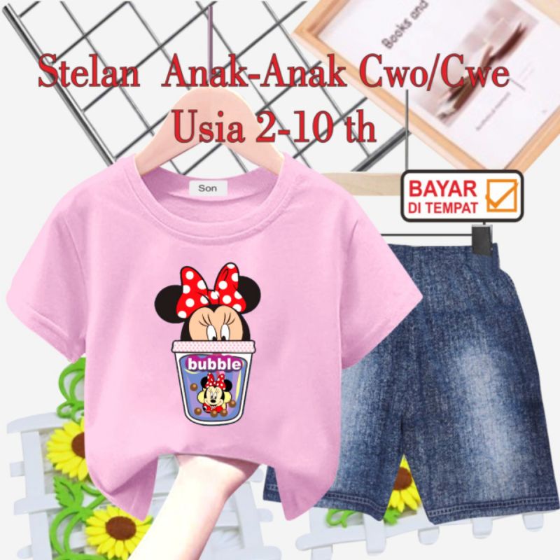 STELAN ANAK PEREMPUAN/CELANA SEMI JEANS USIA 2 THN-10 THN(MI3KY MOUSE)