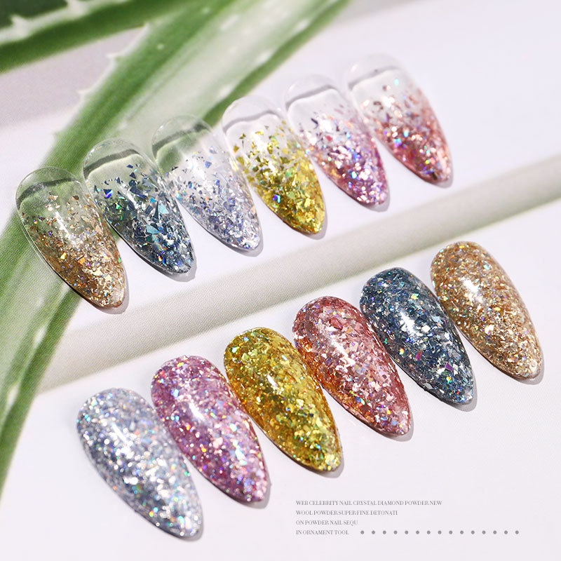 Glitter Nail Art Laser Flake Star Fragment For 3D Acrylic Gel Nail Art/serbuk gliter/gliter nail art/aksesoris nail art