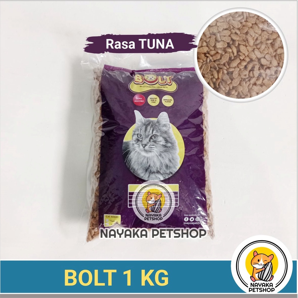 Bolt 1 kg Pakan Kucing Kering Makanan Dry Food