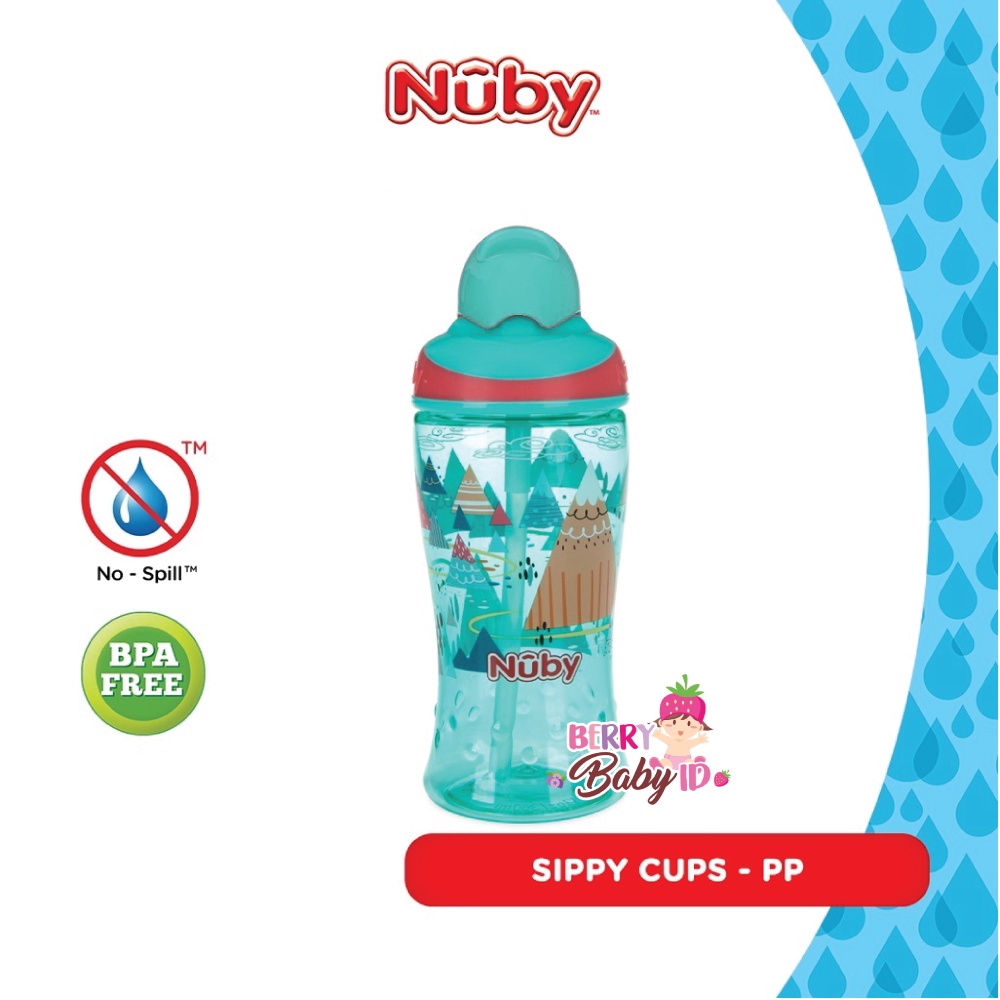 Nuby Thirsty Kids Sport Bottle Flip It Straw Botol Minum Sedotan Bayi Berry Mart