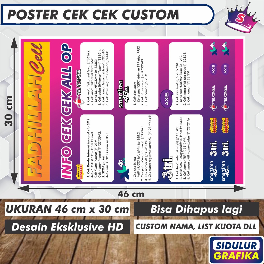 

Cetak poster A3 info cek cek all operator