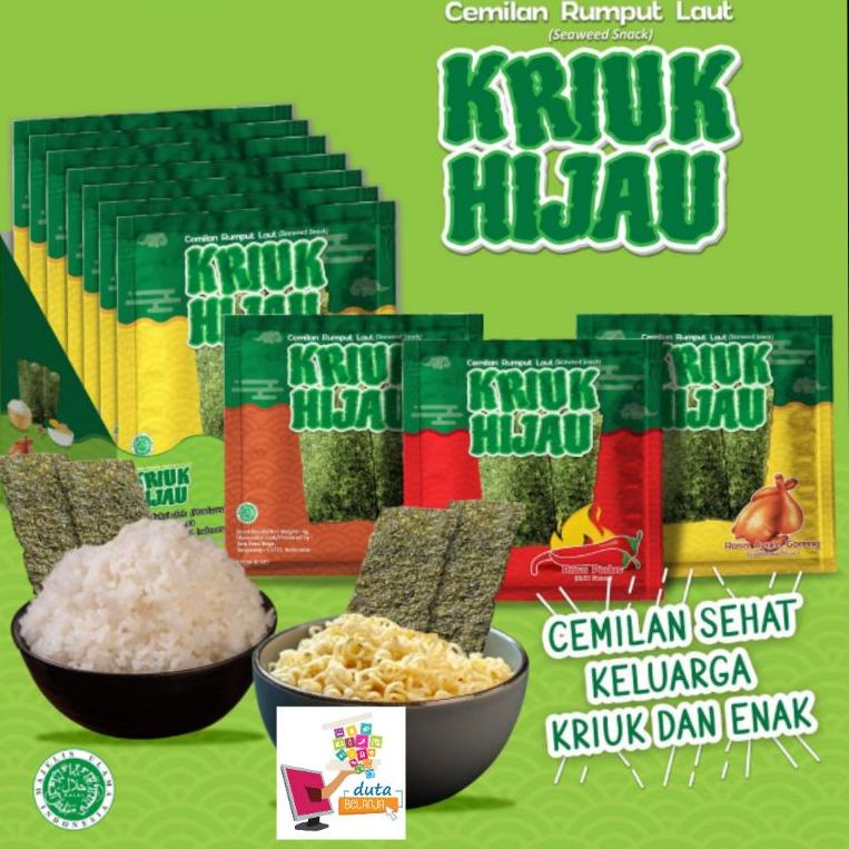 

HOT PRODUCT Rumput Laut KRIUK HIJAU Halal | 1 box | 12 pcs 850
