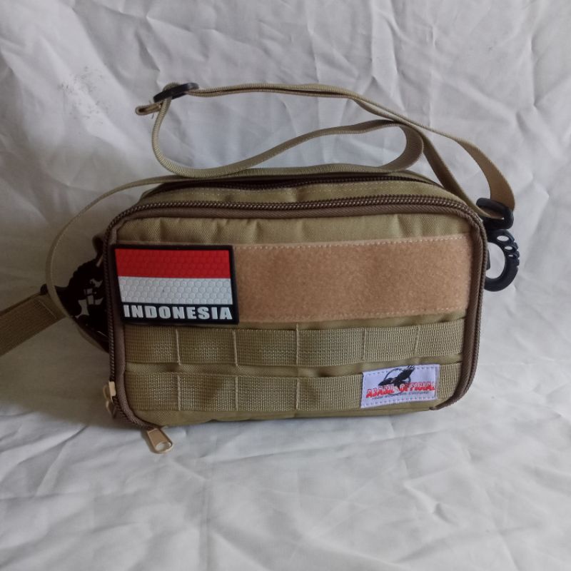 TAS SLEMPANG HANBAAG-TAS WAISTBAAG-TAS ARMY, FREE 1 LOGO RANDOM