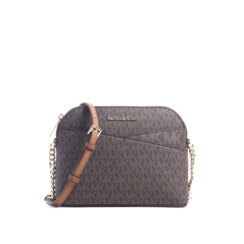 Tas Wanita Michael Kors Jet Set Dome Signature Brown