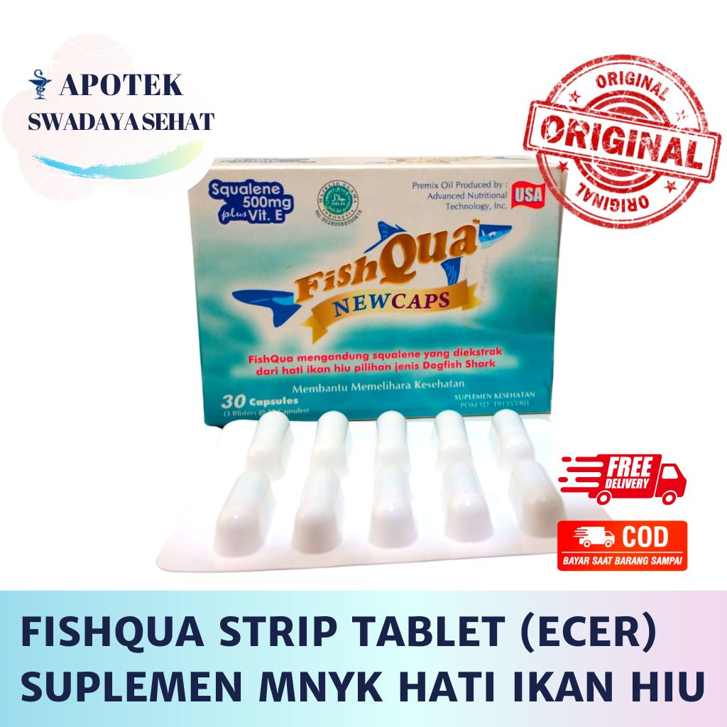 FISHQUA BOX Strip Tablet Kapsul Boleh Ecer - Suplemen Minyak Hati Ikan Hiu Daya Tahan Tubuh Multivitamin