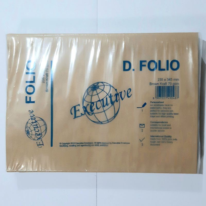 

[100pcs] amplop coklat ukuran Folio F4