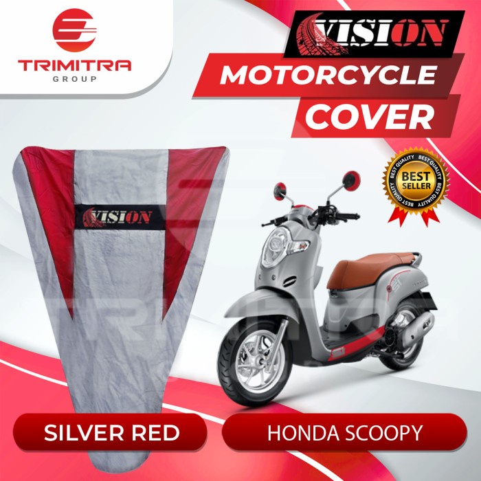 Selimut Dewasa COVER MOTOR SELIMUT/SARUNG MANTEL SCOOPY VISION SILVER MERAH(V5E6) REAL PICT Selimut 