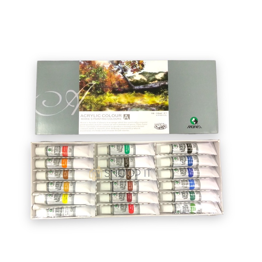 

Cat Acrylic Maries 18 Warna #818 / Acrylic Colours Maries 18 W / Cat Akrilik Lukis – SHAGB