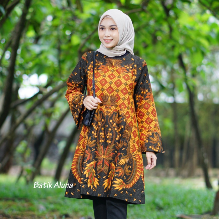 Seragam Kerja Kantor Wanita Batik Tunik Muslim Premium TBA 095
