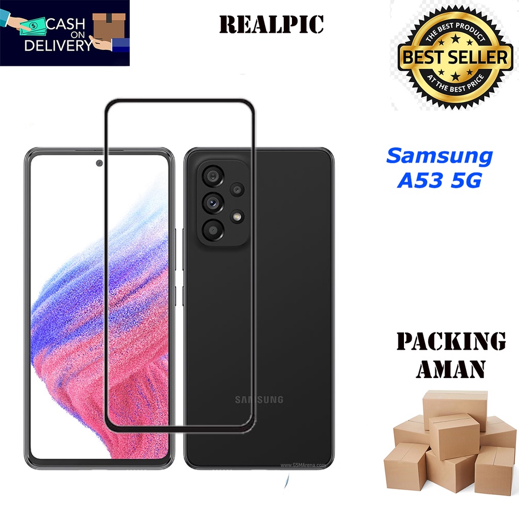 Tempered Glass Samsung Galaxy A53 5G Full Cover Full Screen Protector Anti Gores