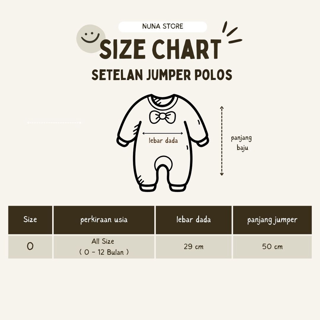 Nuna Store Jumper Polos bayi lengan pendek usia 0 -12 bulan / baju bayi jumper pendek lokal