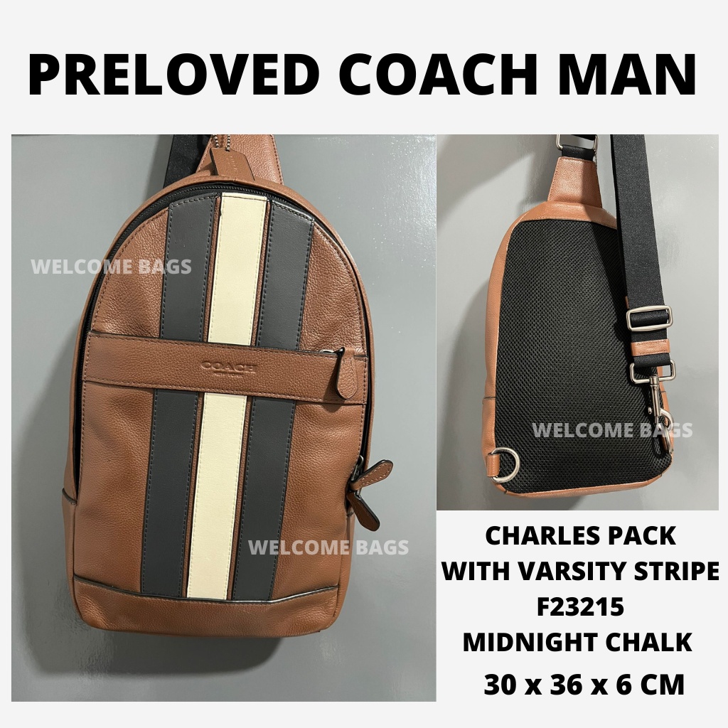 PRELOVED Coach Man F23215 Charles Slingpack Saddle Midnight Chalk Tas Ransel Selempang Pria