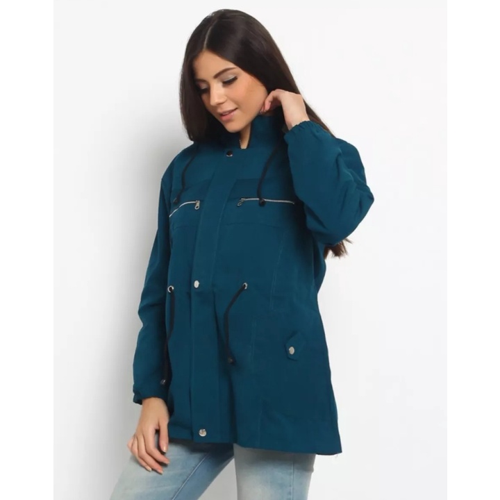 Jaket Parka Cewek Jumbo / big size m/l, xl, xxl, xxxl, hoodie bisa dilepas-HIJAU TOSKA
