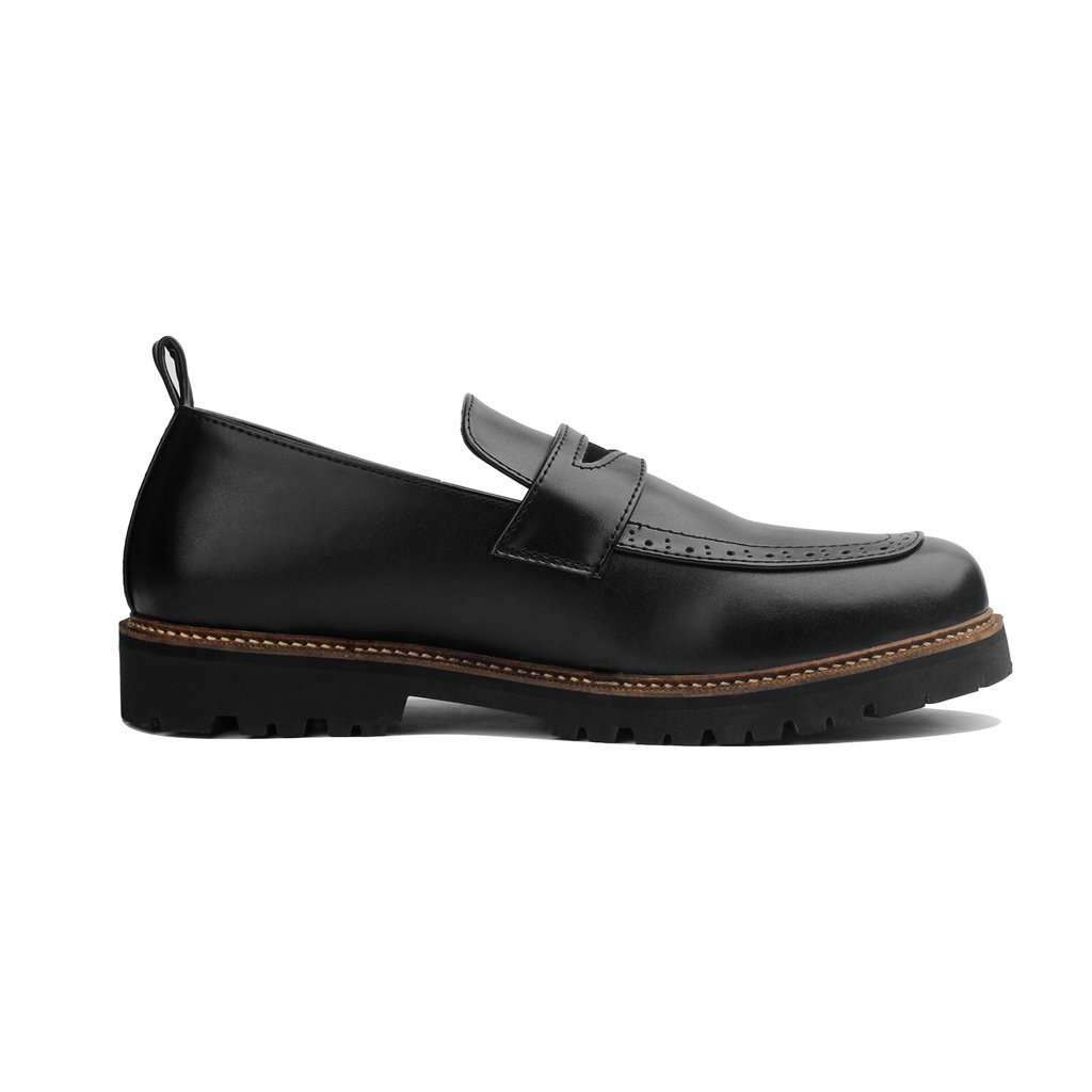 Eldar Black | Sepatu Hitam Tanpa Tali Loafers Pria Casual Kerja Formal Kantor Original Laki | FORIND Giant